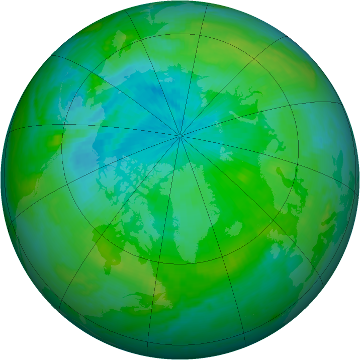 Arctic ozone map for 13 August 1999